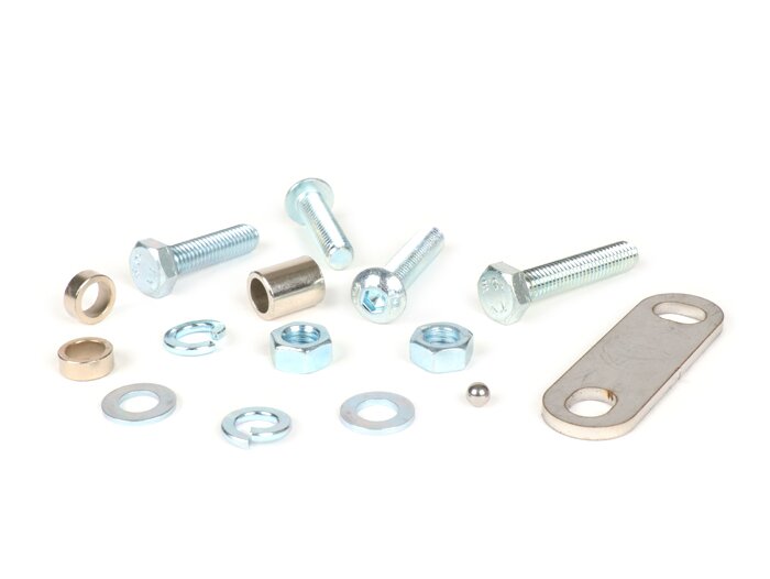 Juego de montaje para bloqueo de dirección -CMD Hammerhead- Vespa Smallframe/Largeframe - Vespa V50, 50N, Special, SR, V90, SS50, SS90, PV125, ET3, PK, PX, Sprint, Rally, Super, TS, GT, GTR, GL, SS180 - se utiliza como protección antirrobo para montar en