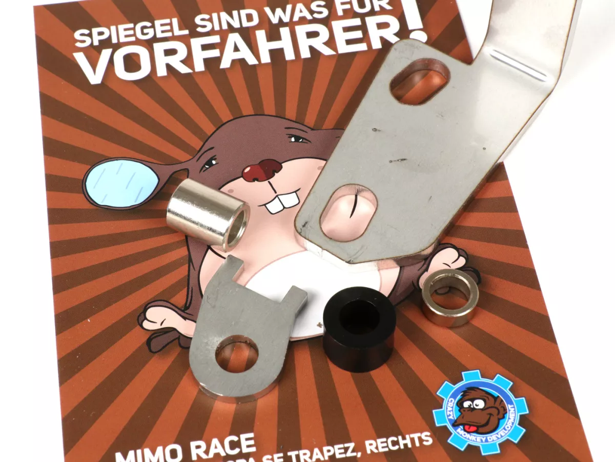 Support pour rétroviseur -CMD MiMo Race- Vespa V50 Special, V50 Elestart - optique de phare trapézoïdale - droite