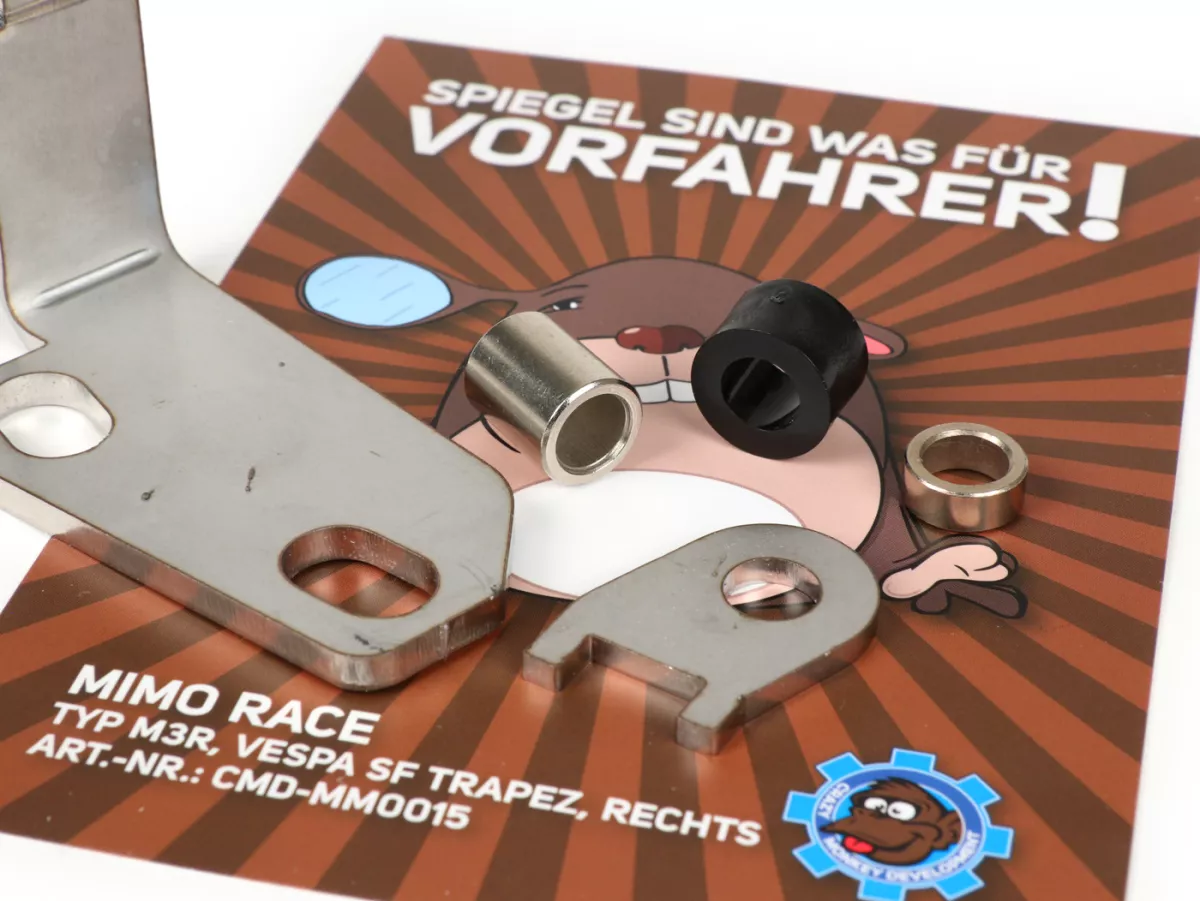 Support pour rétroviseur -CMD MiMo Race- Vespa V50 Special, V50 Elestart - optique de phare trapézoïdale - droite