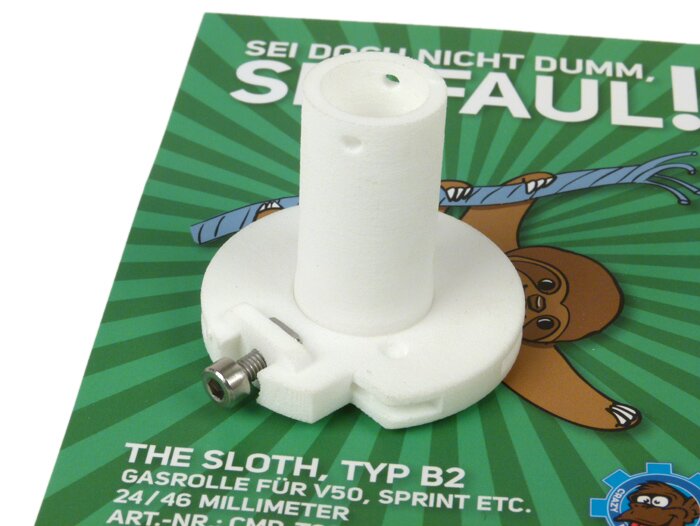 Poulie commande accélérateur - gaz rapide -CMD TheSloth (type B2, 21/46mm)- Vespa sans clignotants embout guidon - Vespa V50, V90, SS50, SS90, PV125, ET3, Rally, Sprint, TS, GT, GTR, SS180 - Ø=21mm