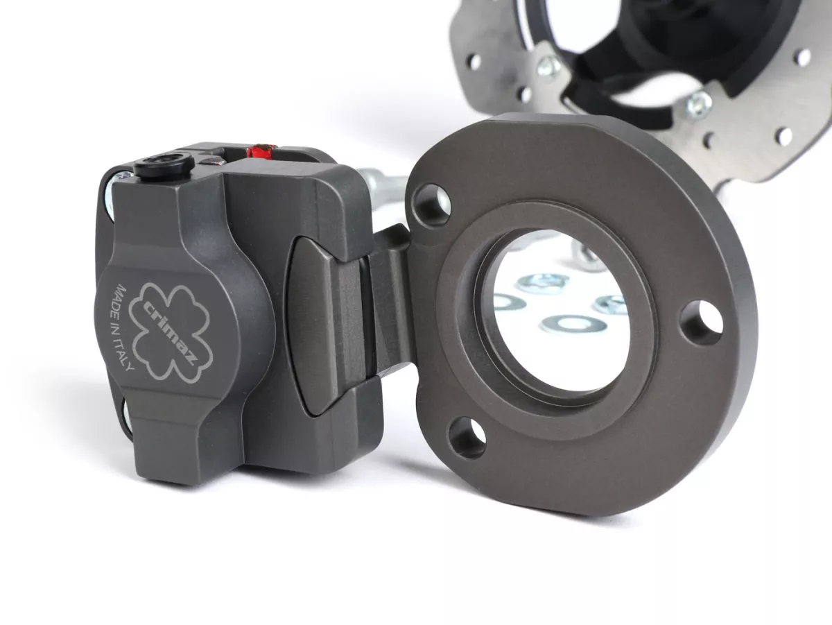 Juego de freno de disco trasero -CRIMAZ- Vespa Smallframe V50, PV125, ET3, PK, ETS - se requiere llanta de Vespa ET2/ET4