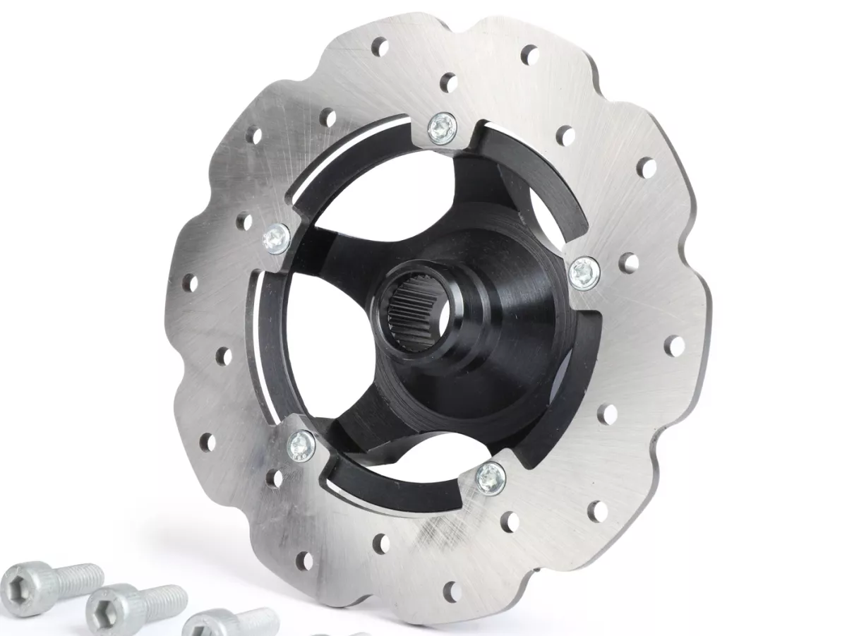 Juego de freno de disco trasero -CRIMAZ- Vespa Smallframe V50, PV125, ET3, PK, ETS - se requiere llanta de Vespa ET2/ET4