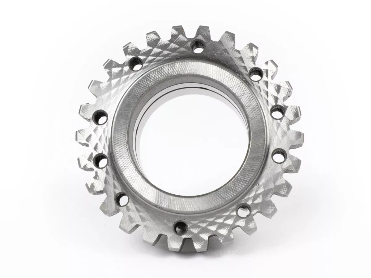 Koppeling rondsel voor koppeling Kingshaft/Crimaz CMX -CRIMAZ versterkt/strak getand- Vespa Largeframe PX, Rally, Sprint, Cosa, T5, LML 2T - 22T voor primaire Polini/Malossi 64T