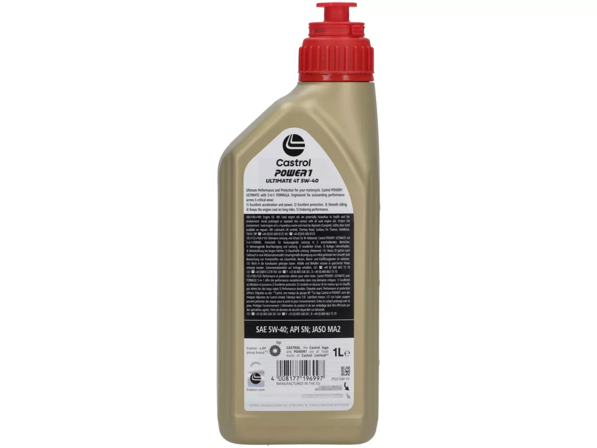 Olio - Olio motore -CASTROL- Power 1 Ultimate - sintetico 4 tempi SAE 5W-40 - 1000ml - Consigliato per Vespa GT/GTS/GTV125-300