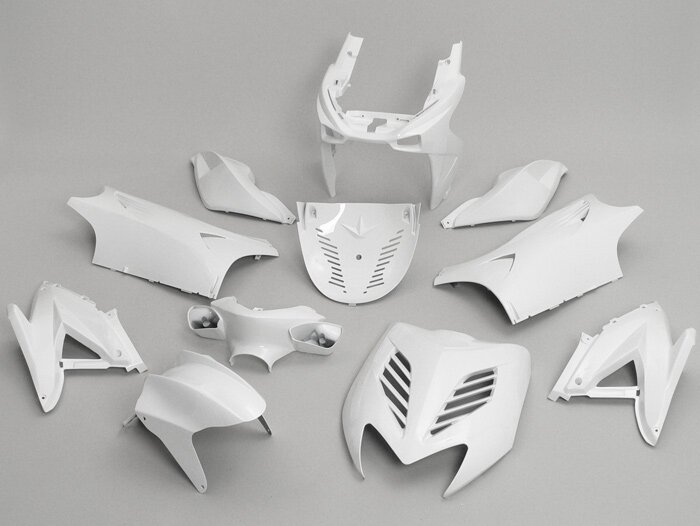 Set di parti della carenatura -DMP- 11 pezzi - Yamaha Aerox (YQ50/L, 2 tempi), MBK Nitro (YQ50/L, 2 tempi) - Bianco