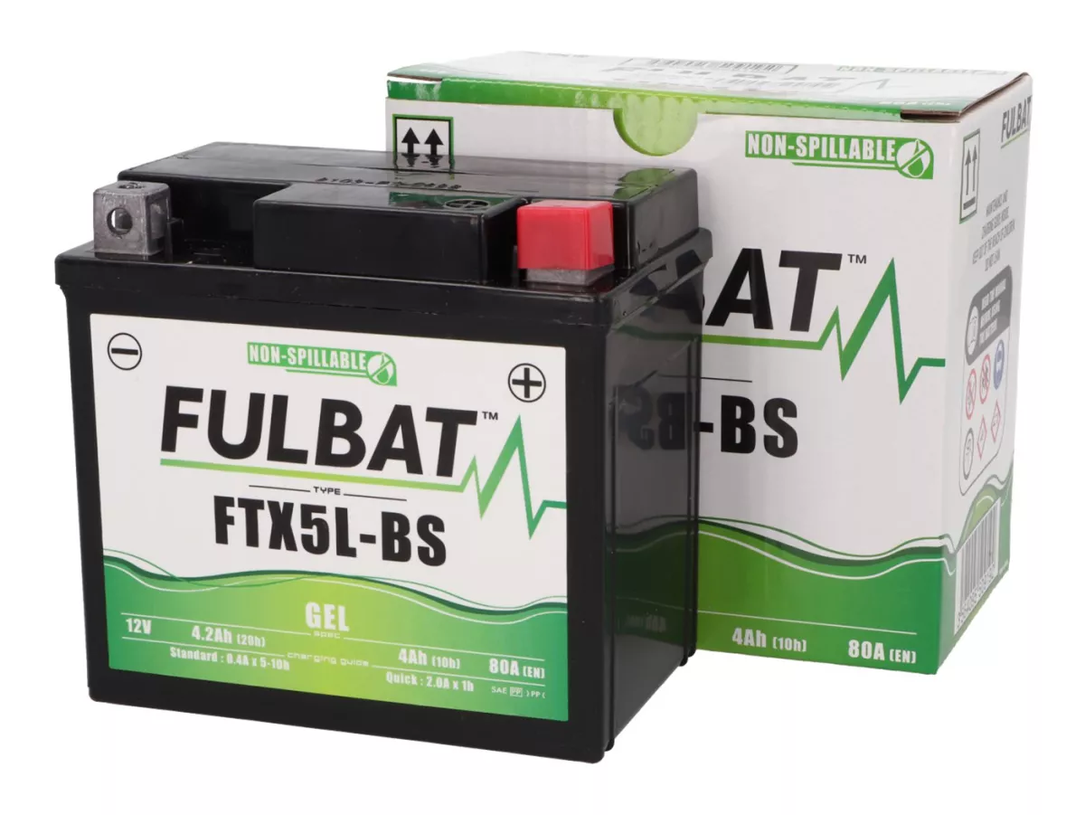 Baterai (gel), bebas perawatan -FULBAT FTX5L-BS, 12V 4Ah, 114x71x106mm