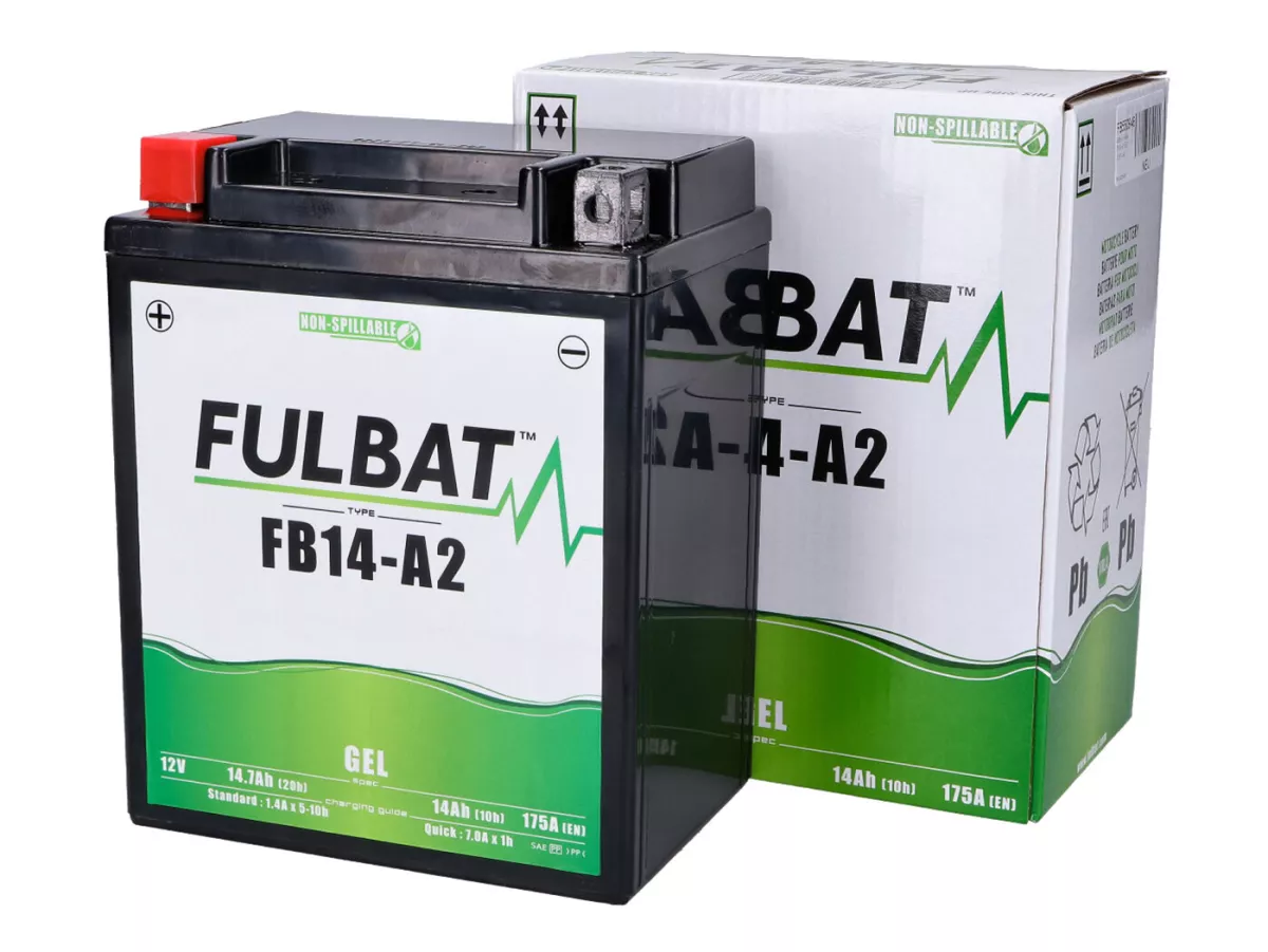 Batteri (gel), underhållsfritt -FULBAT FB14-A2, 12N14-4A, 12V 14Ah, 134x89x166mm