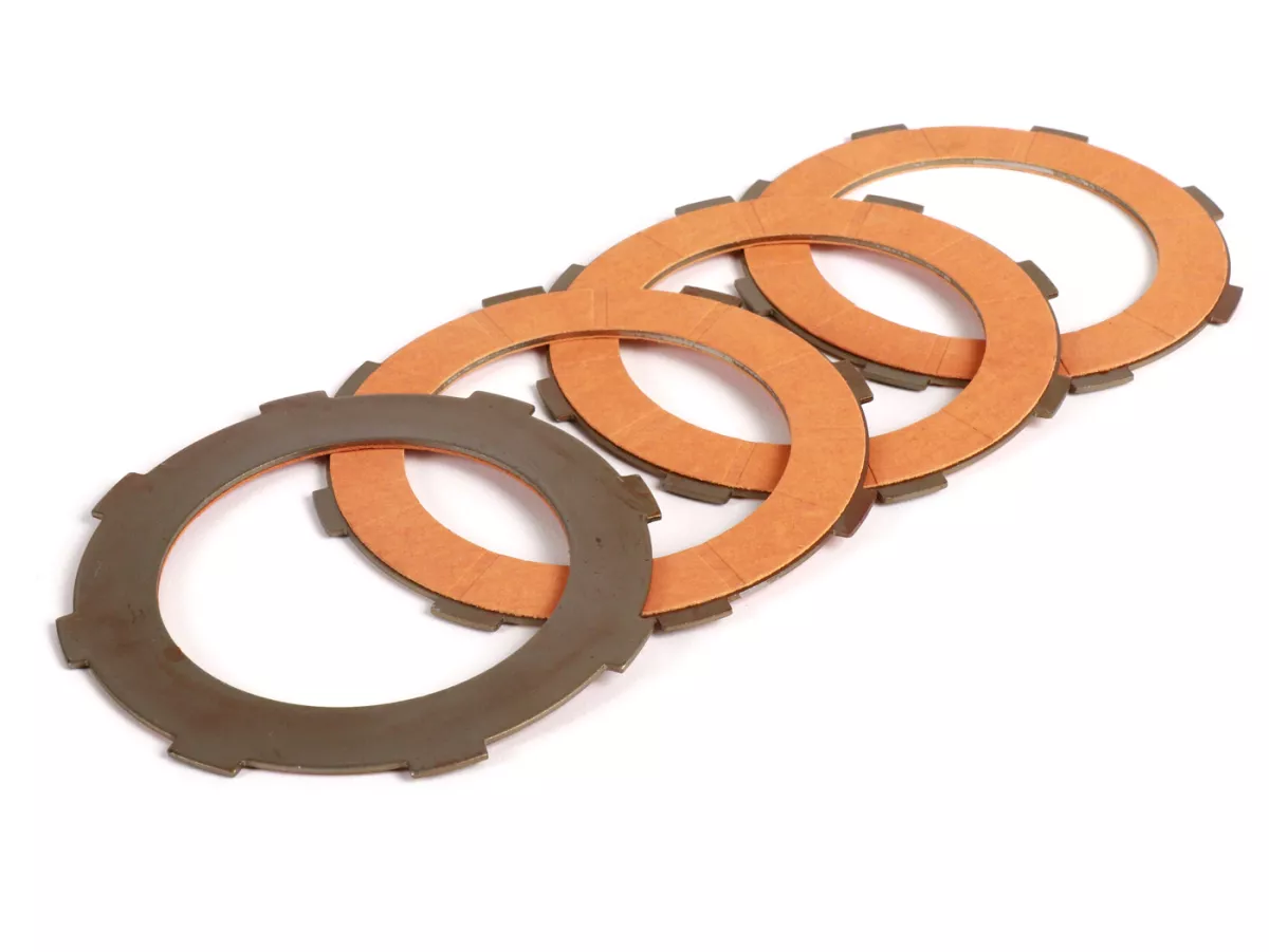 Clutch friction plates -FERODO 'Race 'High Performance Carbon' Vespa Cosa2- suitable for standard clutch basket of Vespa Cosa2/FL (1992-), PX (1995-), Superstrong, Scooter & Service, MMW, Ultrastrong - 4 plates