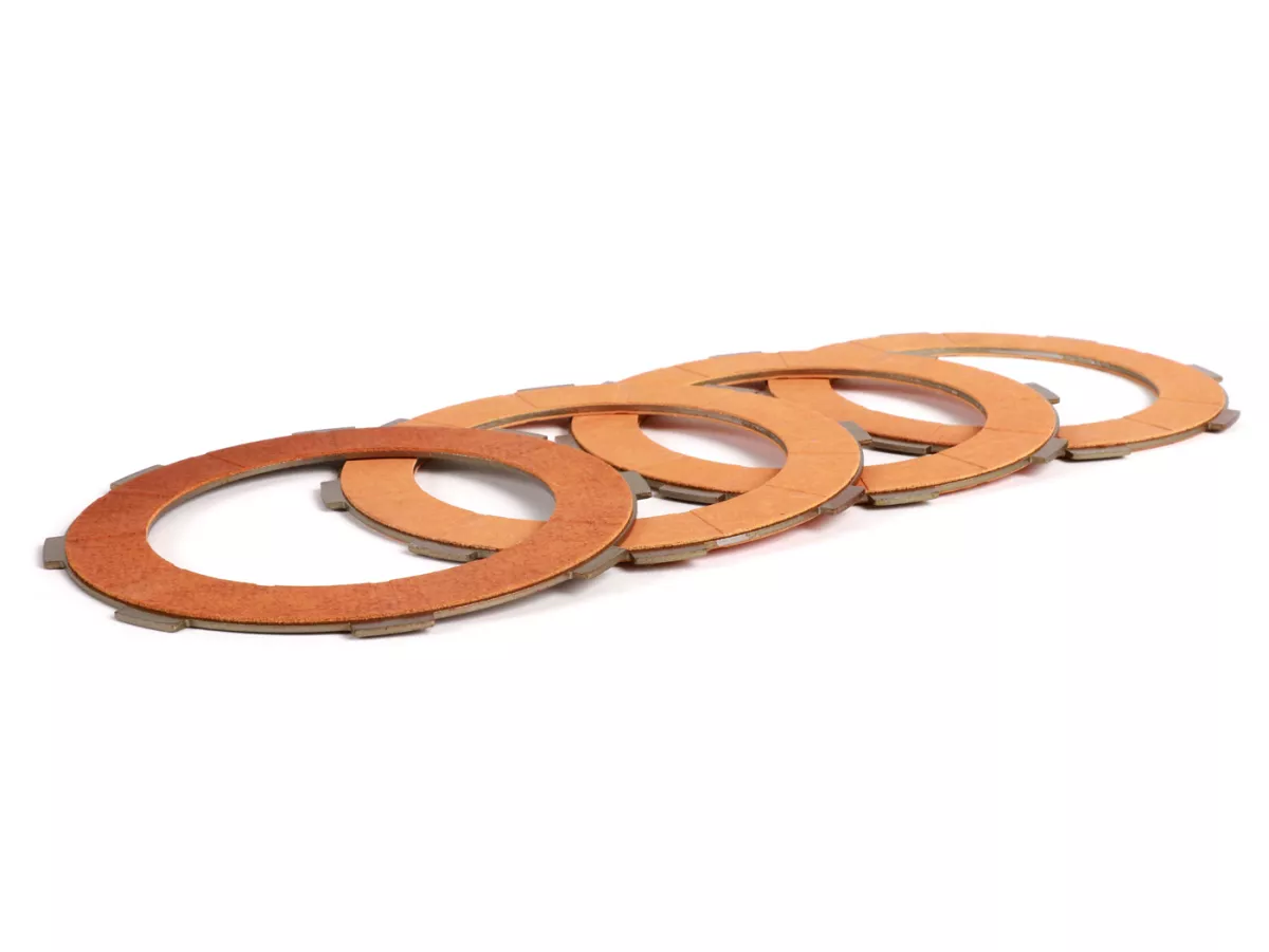 Clutch friction plates -FERODO 'Race 'High Performance Carbon' Vespa Cosa2- suitable for standard clutch basket of Vespa Cosa2/FL (1992-), PX (1995-), Superstrong, Scooter & Service, MMW, Ultrastrong - 4 plates