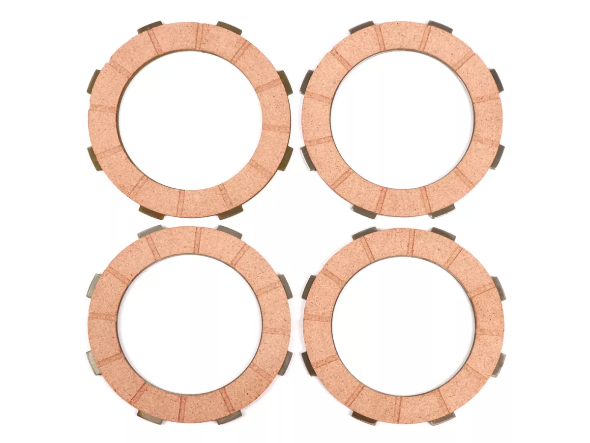Clutch friction plate set incl. steel plates -FERODO 'Standard' Vespa Cosa2- suitable for standard clutch basket of Vespa Cosa2/FL (1992-), PX (1995-), Superstrong, Scooter & Service, MMW, Ultrastrong - 4 plates