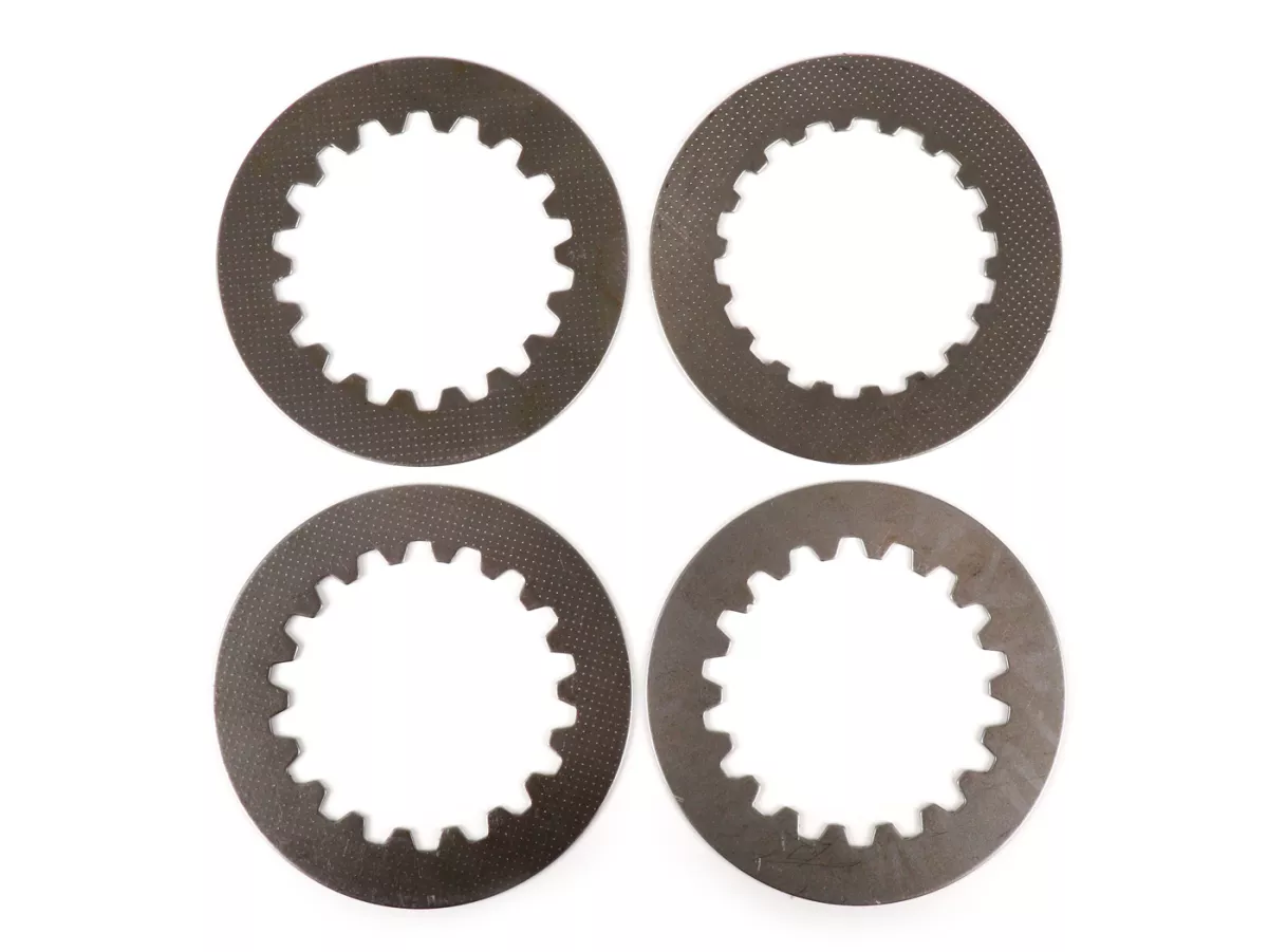 Clutch friction plate set incl. steel plates -FERODO 'Race 'High Performance Carbon' Vespa Cosa2- suitable for standard clutch basket of Vespa Cosa2/FL (1992-), PX (1995-), Superstrong, Scooter & Service, MMW, Ultrastrong - 4 plates