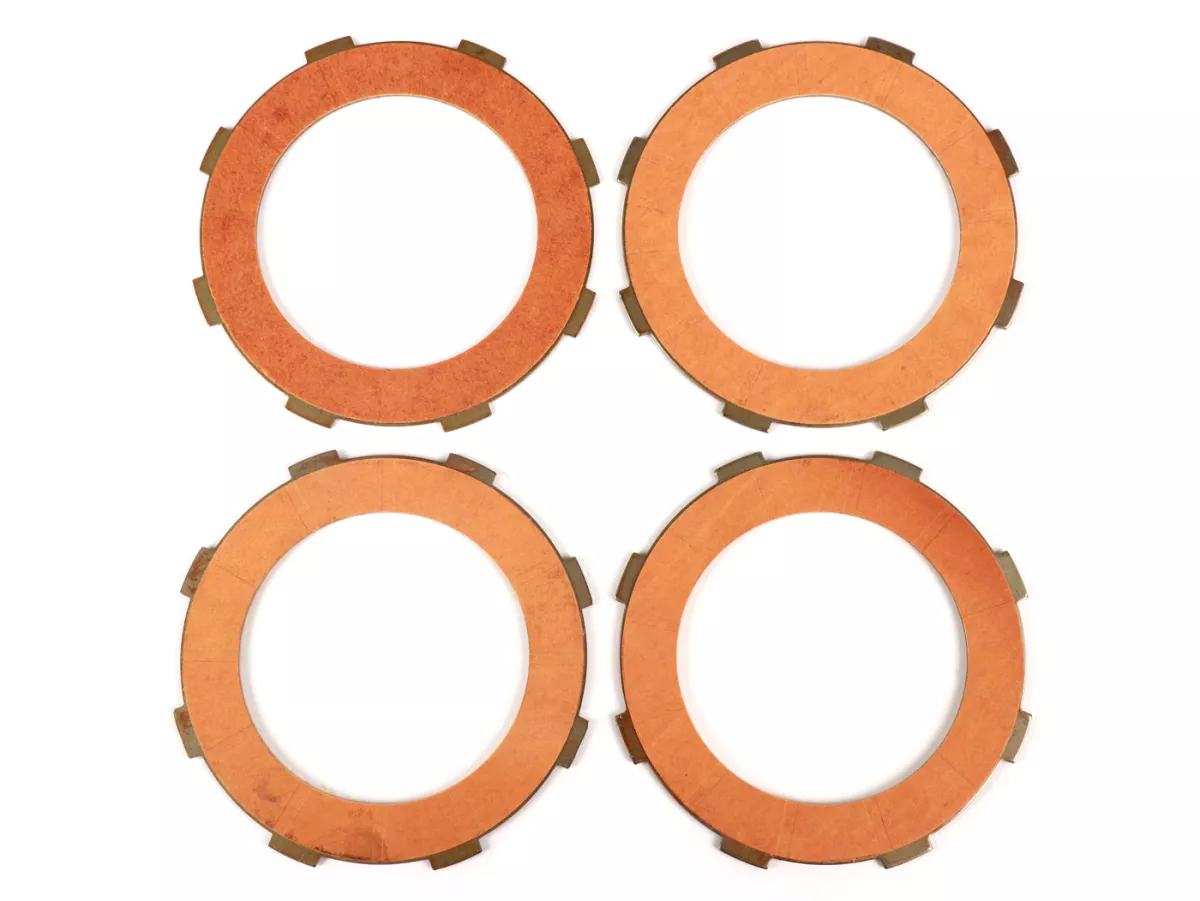 Clutch friction plate set incl. steel plates -FERODO 'Race 'High Performance Carbon' Vespa Cosa2- suitable for standard clutch basket of Vespa Cosa2/FL (1992-), PX (1995-), Superstrong, Scooter & Service, MMW, Ultrastrong - 4 plates