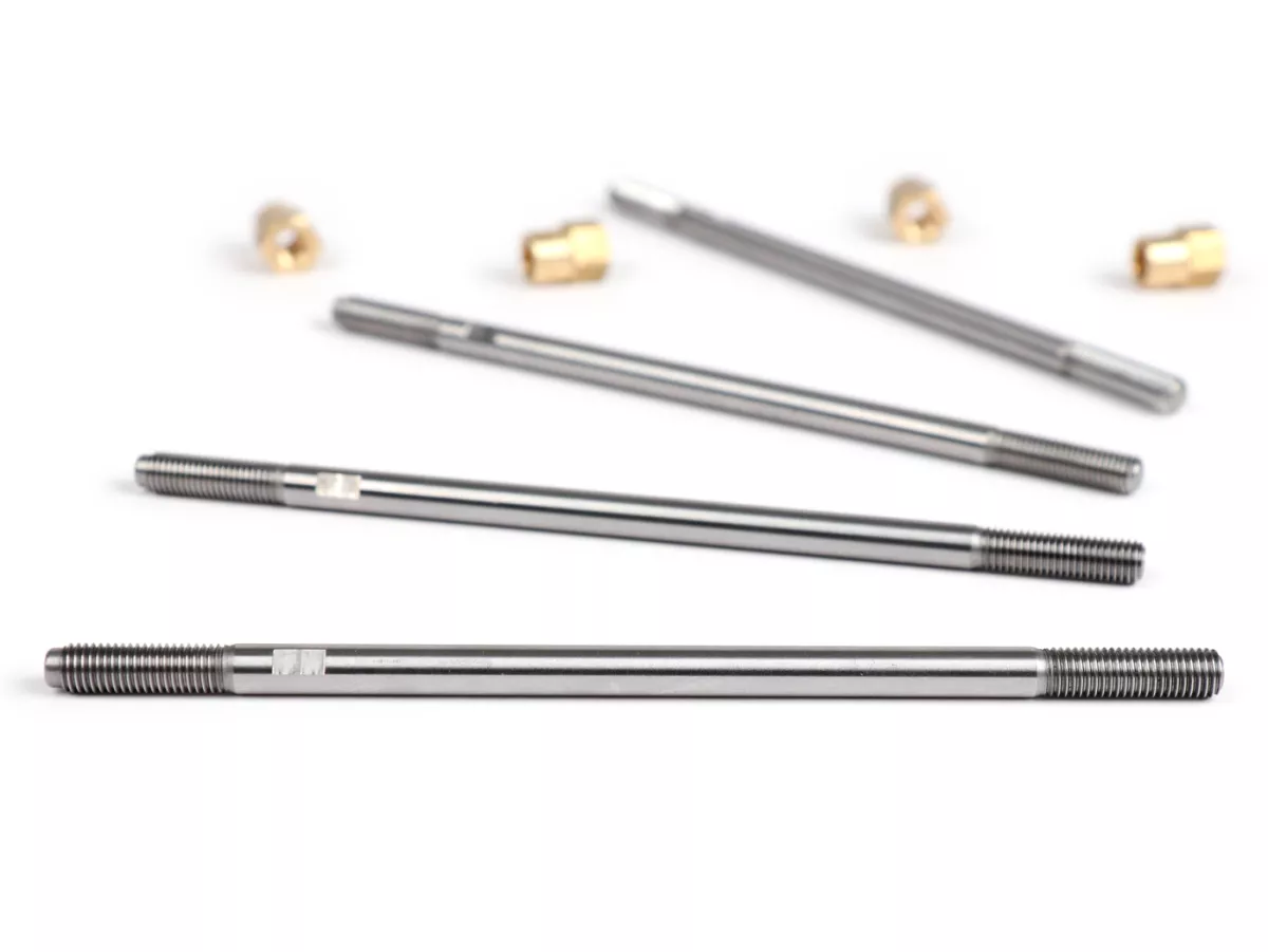 Stud bolt set -FABBRI RACING- M7 x 160mm, high-strength steel, rolled thread, spanner flat 6mm incl. brass nut set- used for cylinder Vespa V90, PV125, ET3, PK80, PK125 (for crankshaft stroke=54mm)