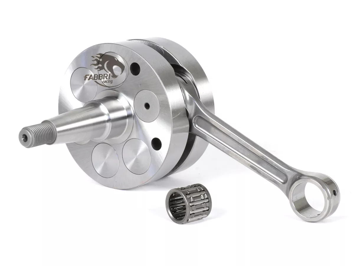 Vilebrequin -FABBRI RACING (bielle de Primatist, pour carter moteur Quattrini C1 et Pinasco) - masse pleine, course de 53mm, bielle de 105mm- (cône Ø=24mm)
