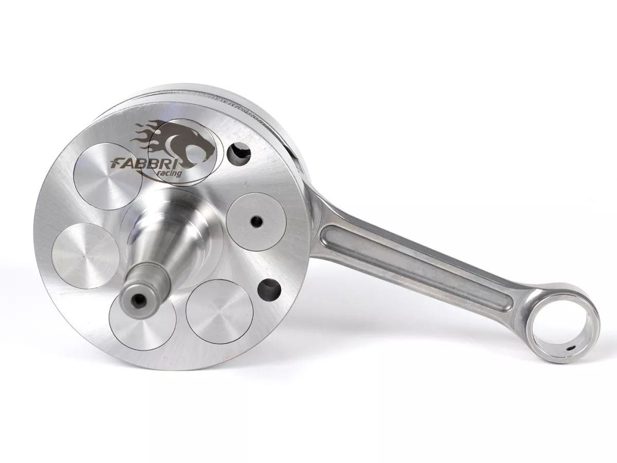 Vilebrequin -FABBRI RACING (bielle de Primatist, pour carter moteur Quattrini C1 et Pinasco) - masse pleine, course de 53mm, bielle de 105mm- (cône Ø=24mm)