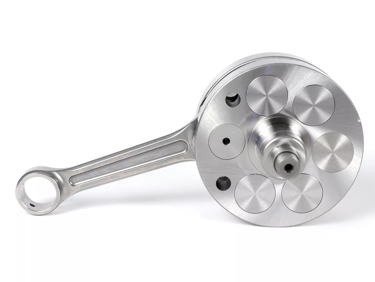 Vilebrequin -FABBRI RACING (bielle de Primatist, pour carter moteur Quattrini C1 et Pinasco) - masse pleine, course de 53mm, bielle de 105mm- (cône Ø=24mm)