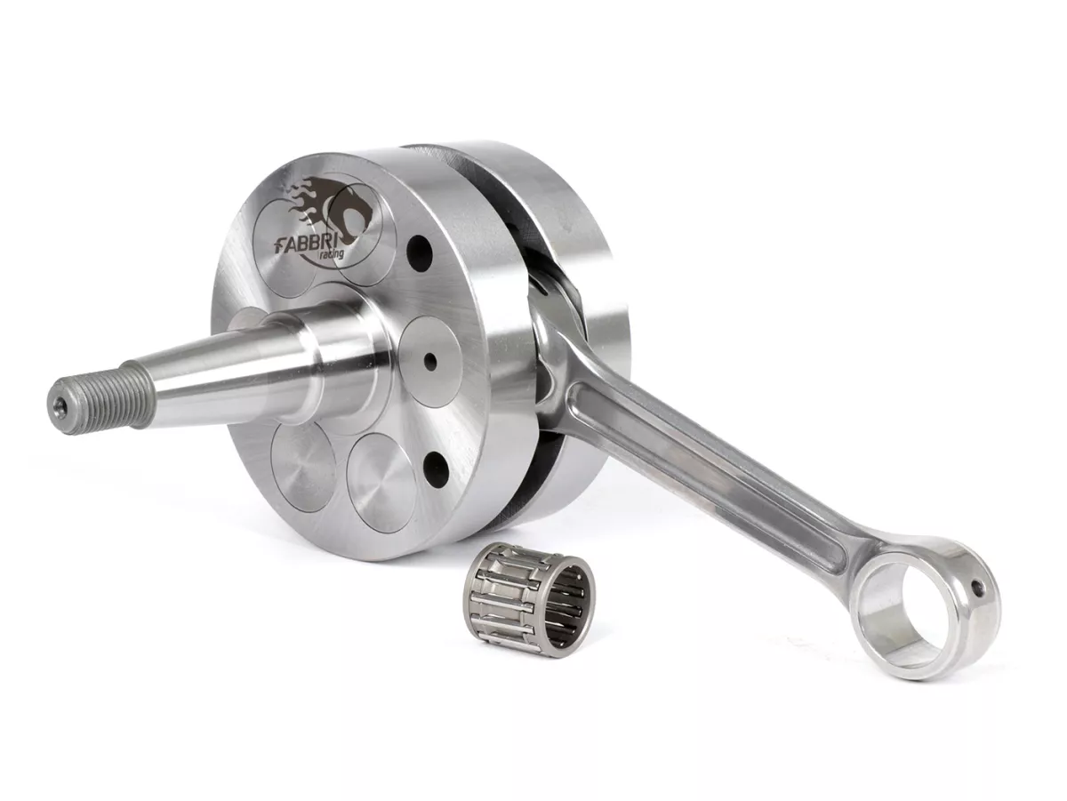 Krukas -FABBRI RACING (drijfstangprimatist) M200 (voor Quattrini motorkoffer C200, wangen=Ø91mm) - volle wang 56,5mm slag, 116mm drijfstang- Vespa PK125 XL2, PK125 ETS (Ø 24mm conus)
