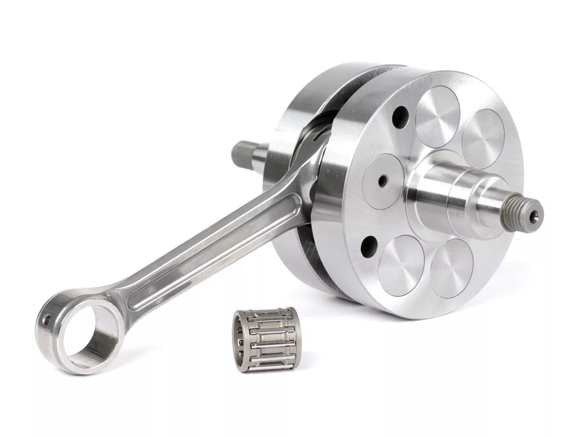 Krukas -FABBRI RACING (drijfstangprimatist) M200 (voor Quattrini motorkoffer C200, wangen=Ø91mm) - volle wang 56,5mm slag, 116mm drijfstang- Vespa PK125 XL2, PK125 ETS (Ø 24mm conus)