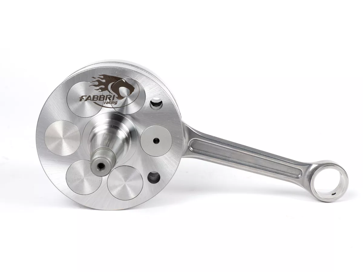Krukas -FABBRI RACING (drijfstangprimatist) M200 (voor Quattrini motorkoffer C200, wangen=Ø91mm) - volle wang 56,5mm slag, 116mm drijfstang- Vespa PK125 XL2, PK125 ETS (Ø 24mm conus)