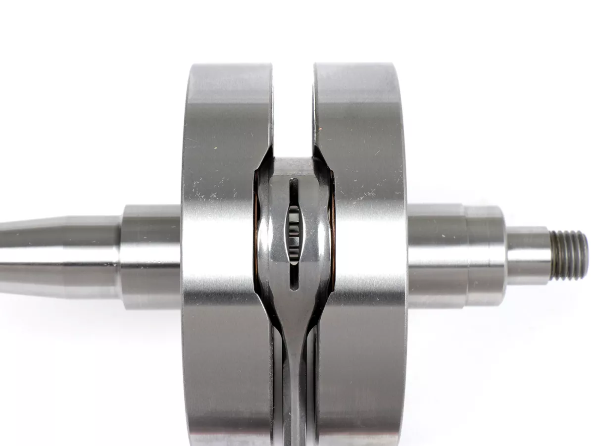 Krukas -FABBRI RACING (drijfstangprimatist) M200 (voor Quattrini motorkoffer C200, wangen=Ø91mm) - volle wang 56,5mm slag, 116mm drijfstang- Vespa PK125 XL2, PK125 ETS (Ø 24mm conus)