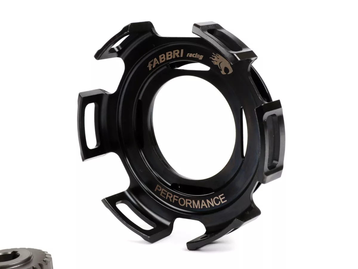 Pignon élastique et engrenage primaire -FABBRI RACING renforcé- Vespa V50, PV125, ET3, PK50, PK80, PK125 - 24-72 = 3.00 (dents droites)