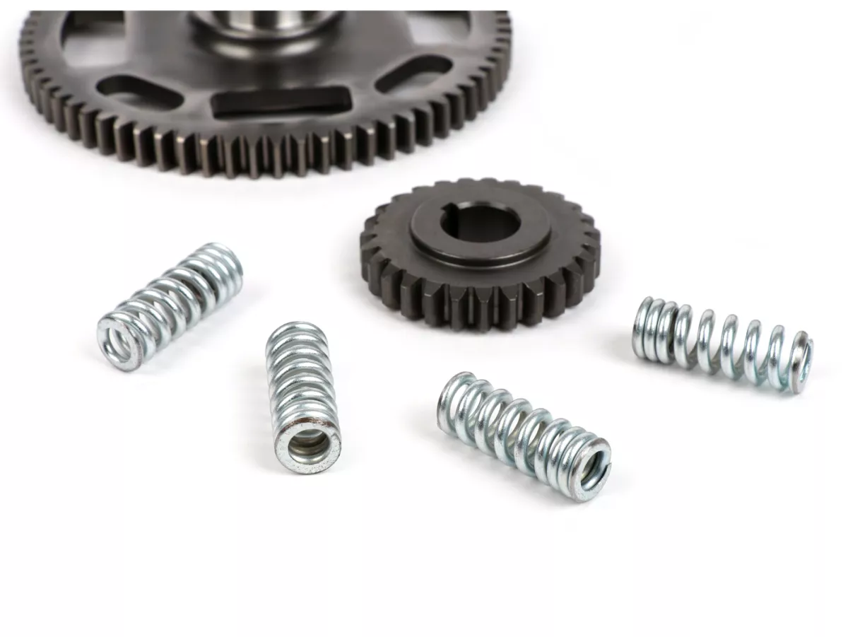 Pignon élastique et engrenage primaire -FABBRI RACING renforcé- Vespa V50, PV125, ET3, PK50, PK80, PK125 - 24-72 = 3.00 (dents droites)
