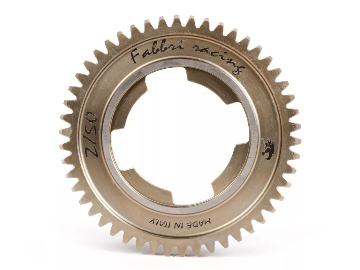Versnelling 3 -FABBRI RACING, 4-versnellingsbak- Vespa PK S, PK XL1, PK XL2, ETS, V50 (V5A1T vanaf nr. 69444), Special (V5B3T vanaf nr. 94315), Elestart (V5B4T vanaf nr. 1514), PV125 (VMA2T vanaf nr. 150203), ET3 (VMB1T vanaf nr. 8161) - 50 tanden (std)