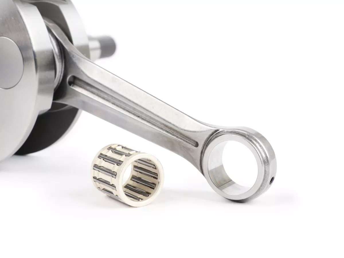 Vilebrequin -FABBRI RACING (bielle de Primatist, pour clapet, Ø83mm, s'adapte sans usinage) cercle complet, course 51mm, bielle 97mm - Arbre de conversion Vespa PK50 XL/XL2 en 125cc (cône Ø 20mm)