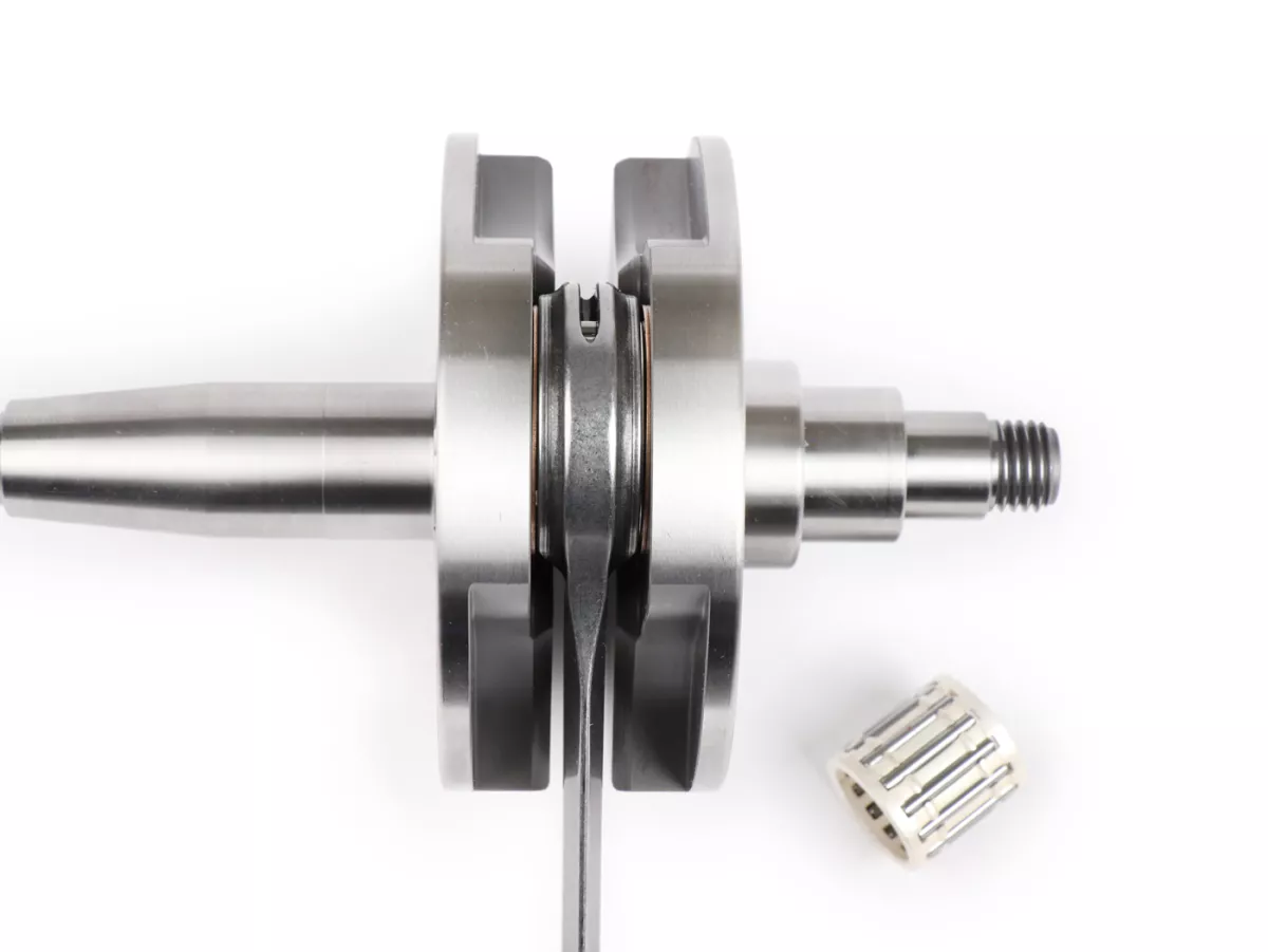 Vilebrequin -FABBRI RACING (bielle de Primatist, pour clapet, Ø83mm, s'adapte sans usinage) cercle complet, course 51mm, bielle 97mm - Arbre de conversion Vespa PK50 XL/XL2 en 125cc (cône Ø 20mm)