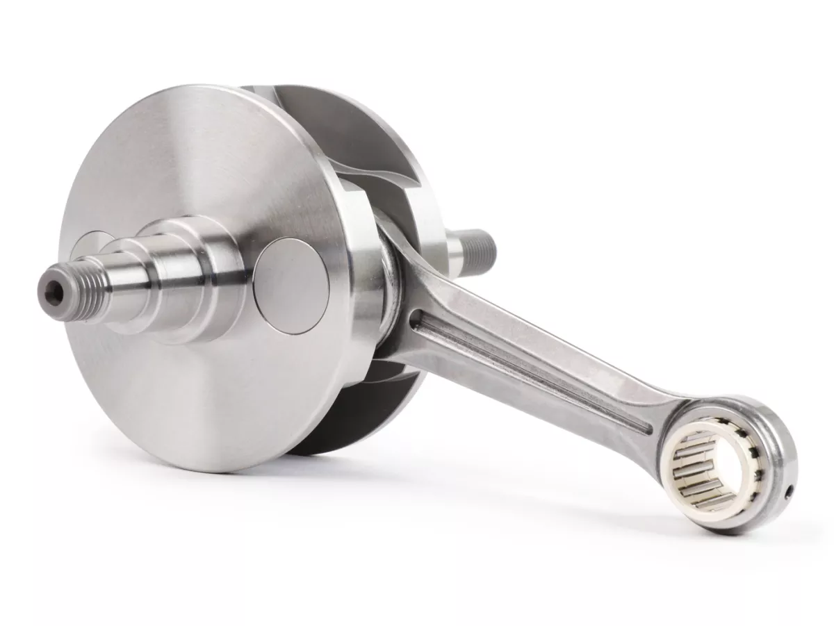 Vilebrequin -FABBRI RACING (bielle de Primatist, pour clapet, Ø83mm, s'adapte sans usinage) cercle complet, course 51mm, bielle 97mm - Arbre de conversion Vespa PK50 XL/XL2 en 125cc (cône Ø 20mm)