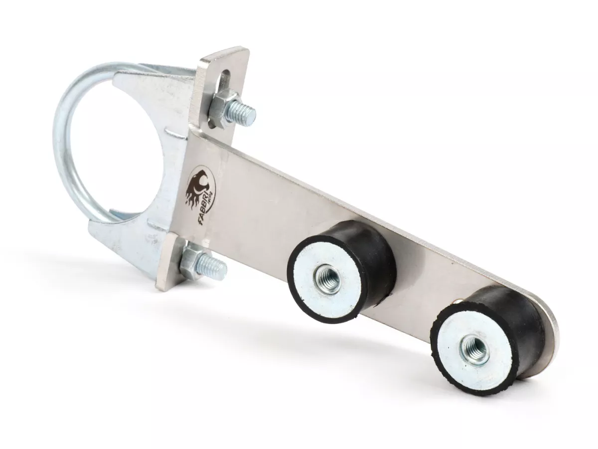 Support d'échappement -FABBRI RACING version longue (15cm)- Vespa V50, V90, PV125, ET3, PK
