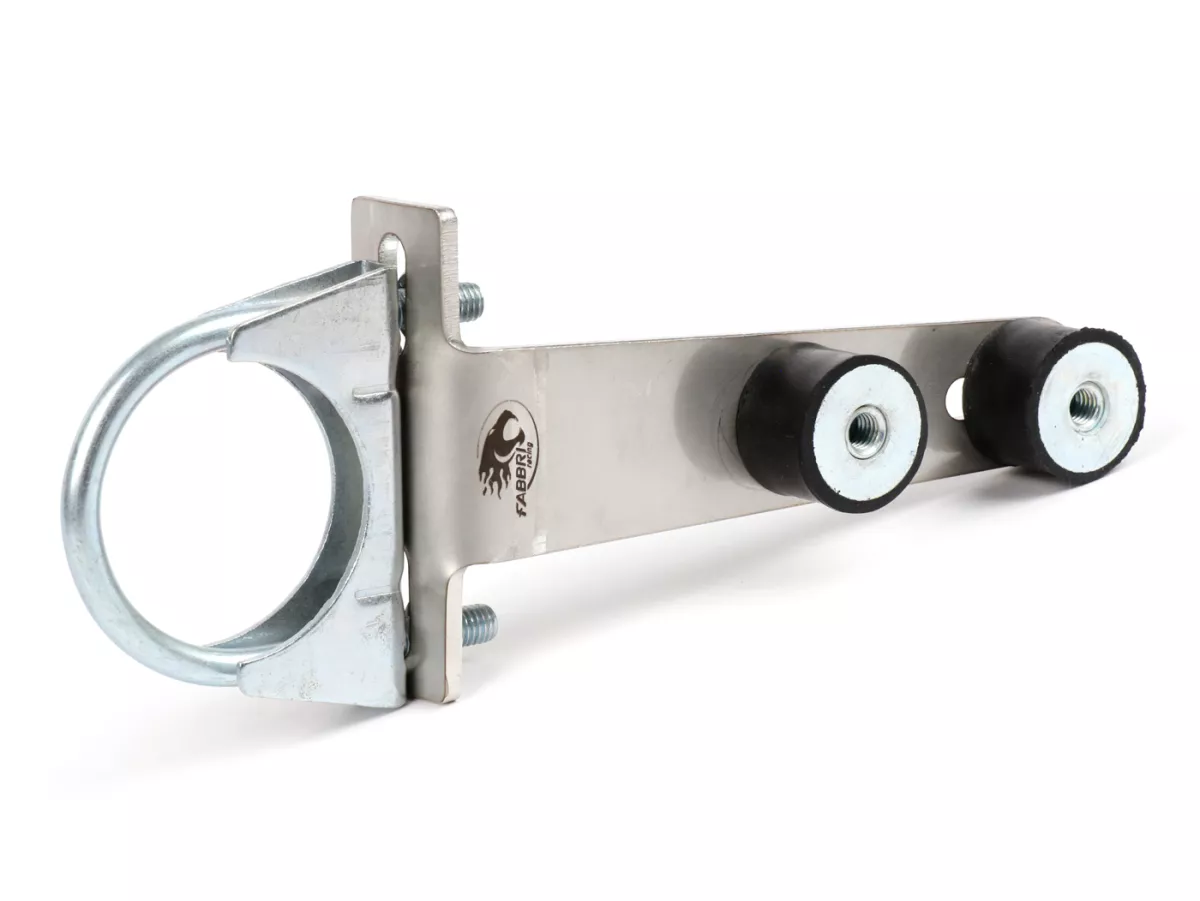Support d'échappement -FABBRI RACING version longue (15cm)- Vespa V50, V90, PV125, ET3, PK