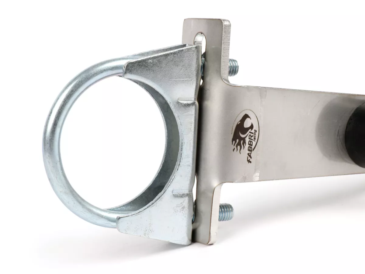 Support d'échappement -FABBRI RACING version longue (15cm)- Vespa V50, V90, PV125, ET3, PK