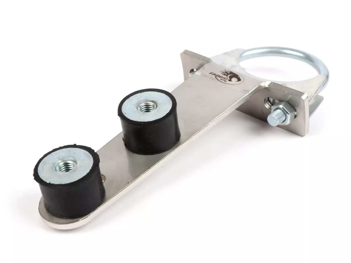 Support d'échappement -FABBRI RACING version longue (15cm)- Vespa V50, V90, PV125, ET3, PK
