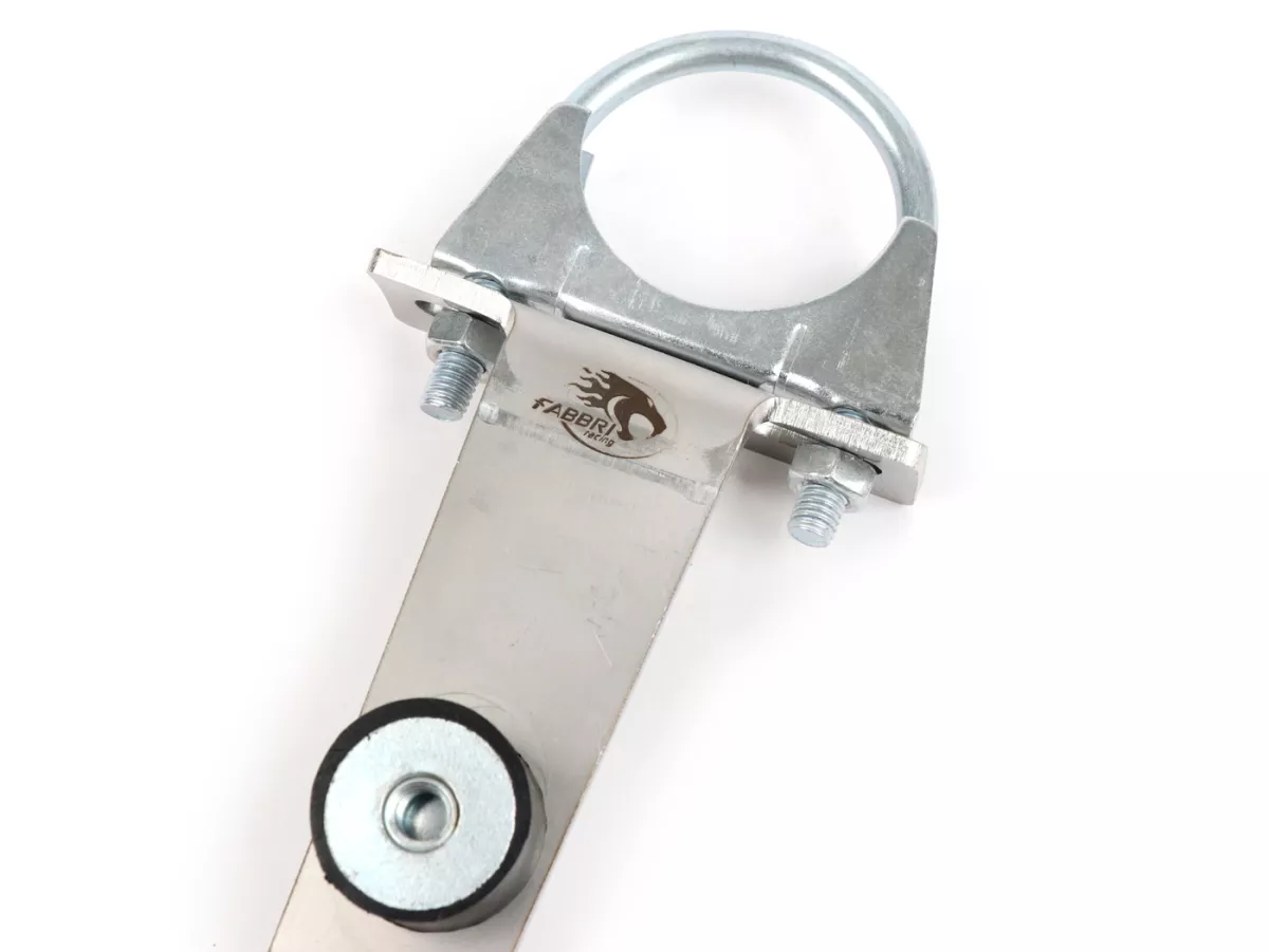 Support d'échappement -FABBRI RACING version longue (15cm)- Vespa V50, V90, PV125, ET3, PK