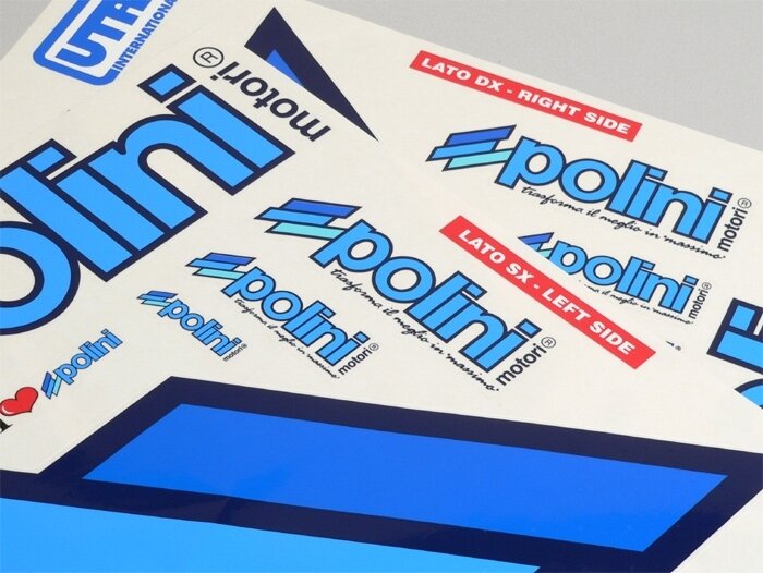 Klistermärkesuppsättning -POLINI- Team Polini 2x 297x420mm - Blå