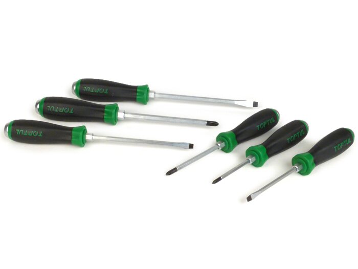 Obeng - Set obeng -TOPTUL Go-Thru- Berlubang: 5,5 mm, 6,5 mm, 8 mm - Phillips: PH1, PH2, PH3 - 6 buah