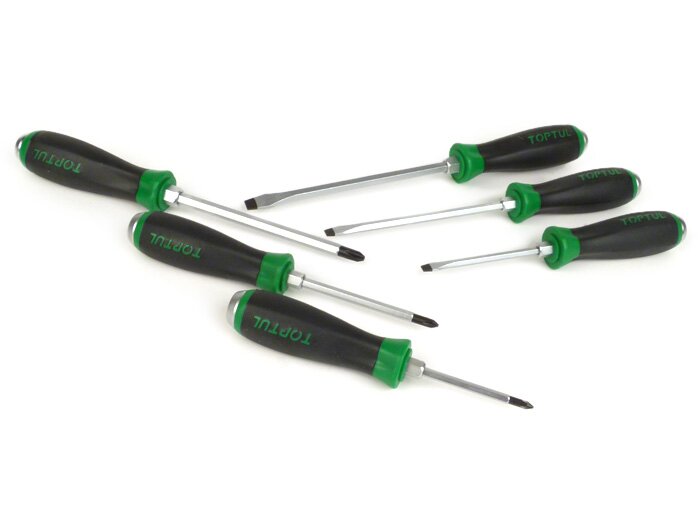 Obeng - Set obeng -TOPTUL Go-Thru- Berlubang: 5,5 mm, 6,5 mm, 8 mm - Phillips: PH1, PH2, PH3 - 6 buah
