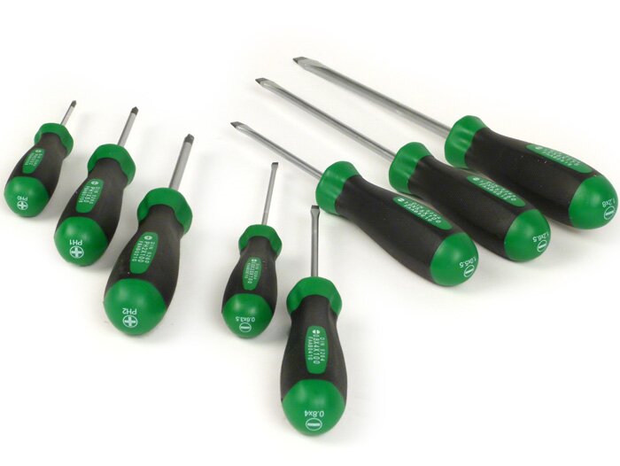 Obeng - Set obeng -TOPTUL- Berlubang: 3,5 mm, 4,0 mm, 5,5 mm, 6,5 mm, 8 mm - Phillips: PH0, PH1, PH2 - 8 buah