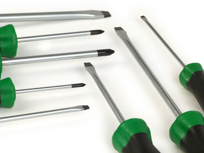 Obeng - Set obeng -TOPTUL- Berlubang: 3,5 mm, 4,0 mm, 5,5 mm, 6,5 mm, 8 mm - Phillips: PH0, PH1, PH2 - 8 buah