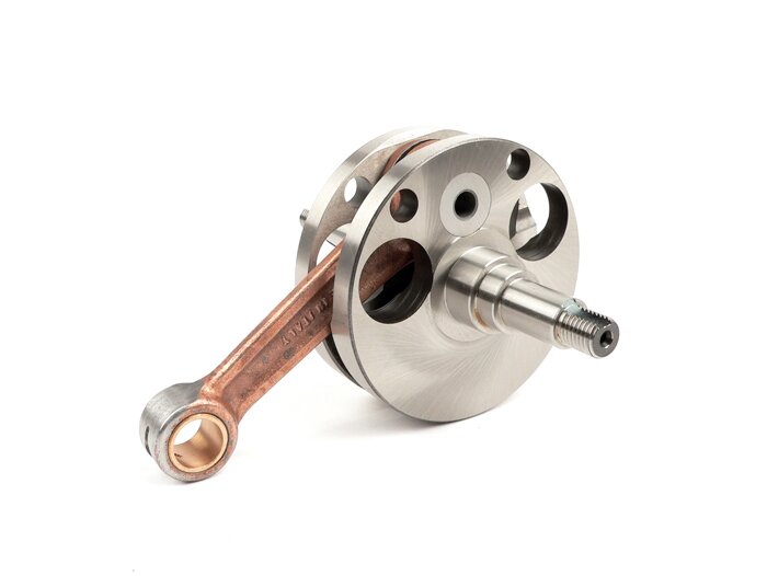 Cigüeñal carrera larga -TAMENI Vespa 125/150 VNA1T, VNA2T (1957-1958)- admisión directa, carrillada completa, carrera=57mm, biela=105mm, KoBoØ=15mm (cojinete liso)