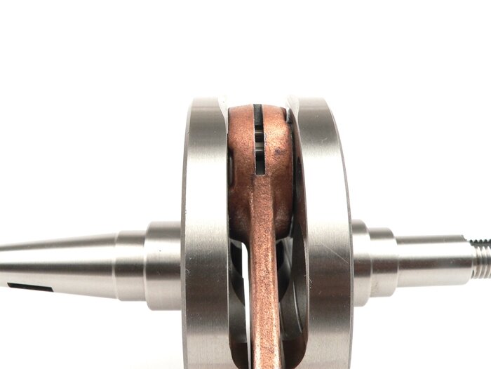 Cigüeñal carrera larga -TAMENI Vespa 125/150 VNA1T, VNA2T (1957-1958)- admisión directa, carrillada completa, carrera=57mm, biela=105mm, KoBoØ=15mm (cojinete liso)
