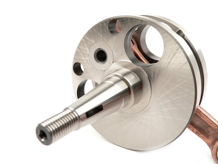 Cigüeñal carrera larga -TAMENI Vespa 125/150 VNA1T, VNA2T (1957-1958)- admisión directa, carrillada completa, carrera=57mm, biela=105mm, KoBoØ=15mm (cojinete liso)