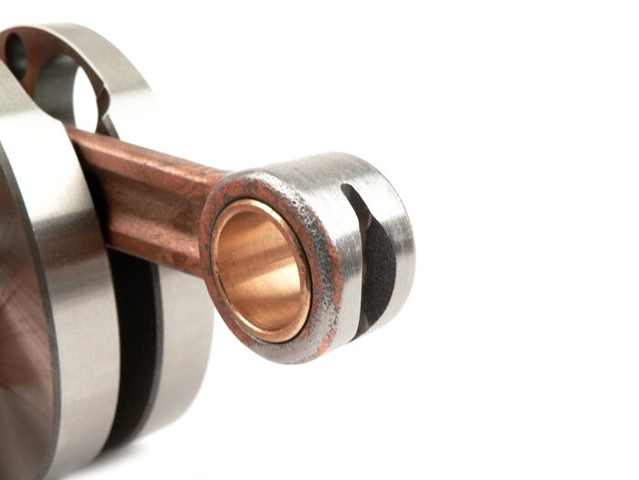 Cigüeñal carrera larga -TAMENI Vespa 125/150 VNA1T, VNA2T (1957-1958)- admisión directa, carrillada completa, carrera=57mm, biela=105mm, KoBoØ=15mm (cojinete liso)
