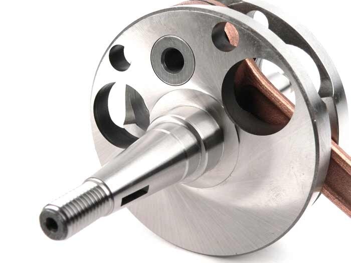 Albero motore -TAMENI Standard- Vespa Wideframe 125cc (1954-1957) VM2, VN1, VN2, ACMA- Aspirazione diretta, guancia intera, corsa=54mm, biella=110mm, perno motore=Ø21mm, spinotto pistone=Ø15mm (cuscinetto liscio)