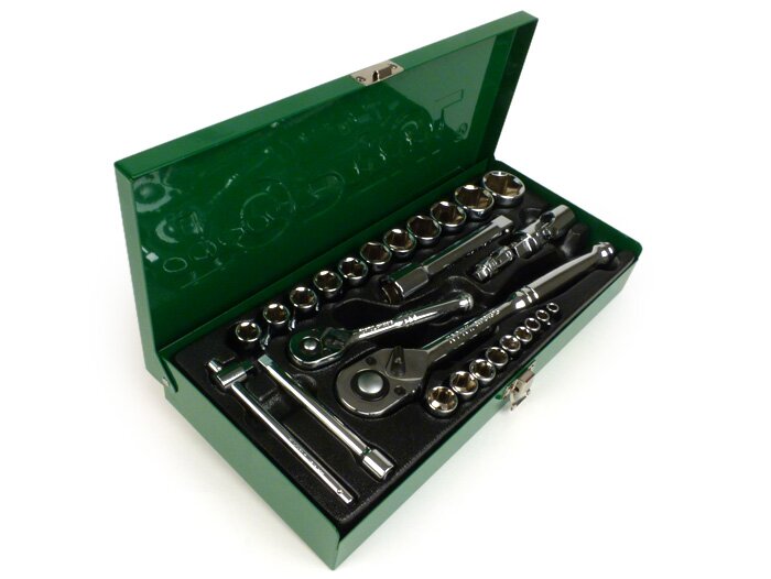 Dopsleutelset (ratelbox) -TOPTUL 1/4 + 1/2- 5mm-27mm - 27 stuks