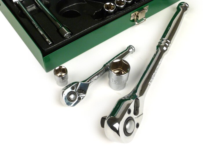 Dopsleutelset (ratelbox) -TOPTUL 1/4 + 1/2- 5mm-27mm - 27 stuks