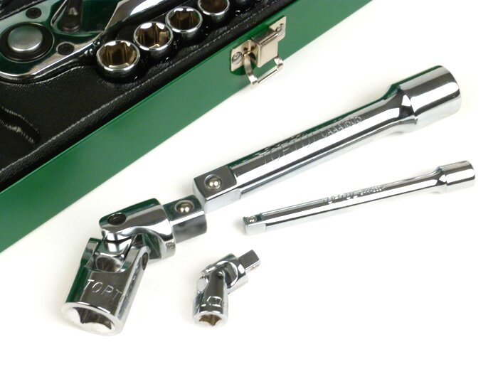 Dopsleutelset (ratelbox) -TOPTUL 1/4 + 1/2- 5mm-27mm - 27 stuks