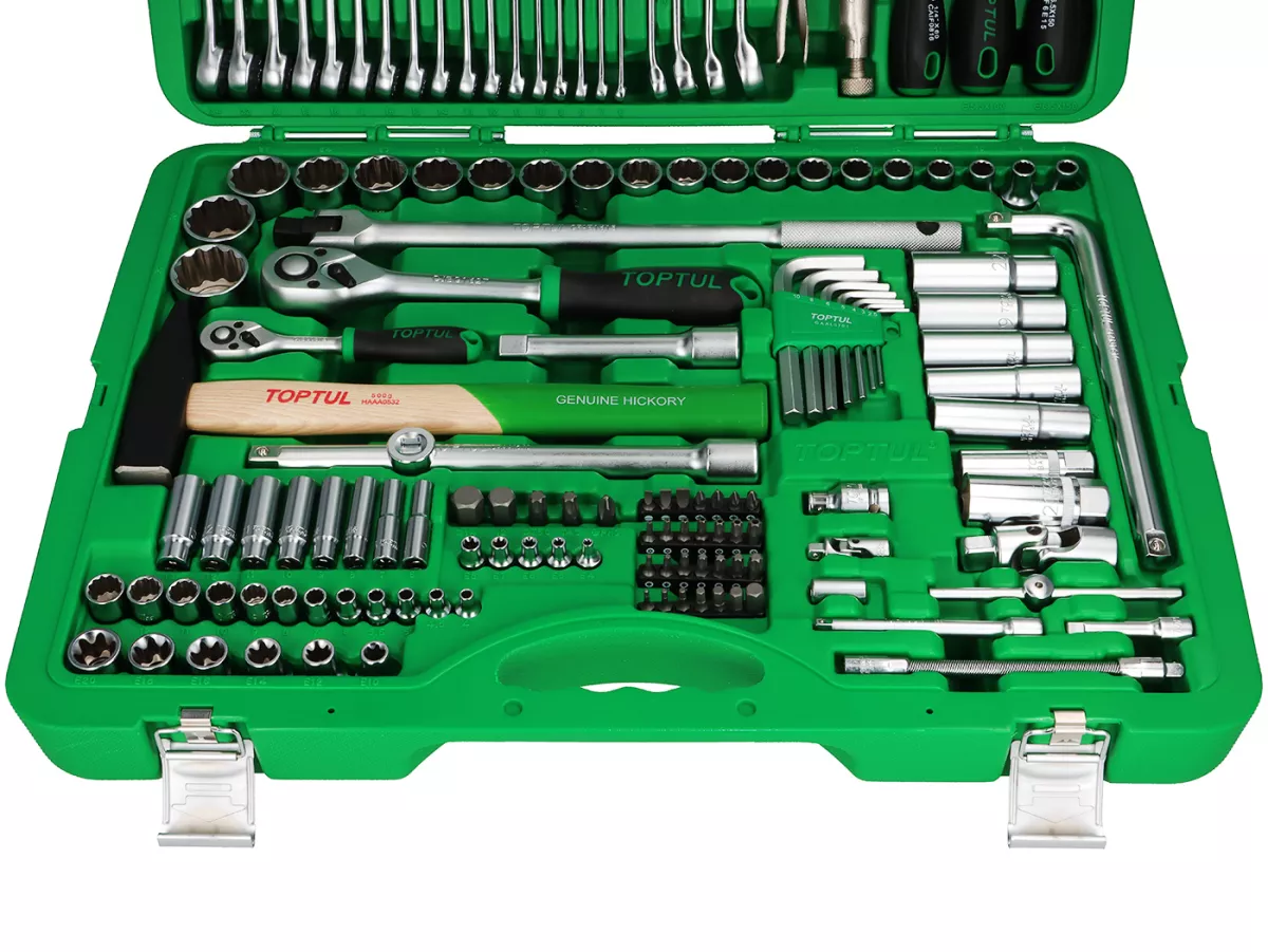 Gereedschapskoffer - Dopsleutelset (ratelbox) -TOPTUL 1/4 + 1/2- 8mm-32mm - 150 stuks