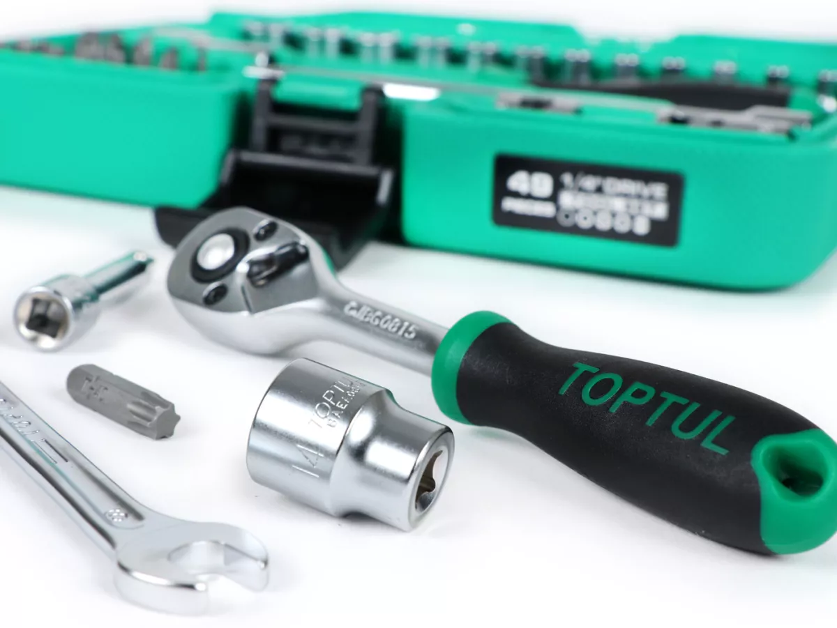 Dopsleutelset (ratelbox) -TOPTUL 1/4- 4mm-14mm + bits - 49 stuks
